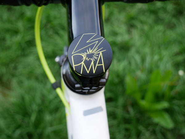 PMA- a 2 piece, custom designed bicycle stem caps to replace your current headset cover or stem cap.