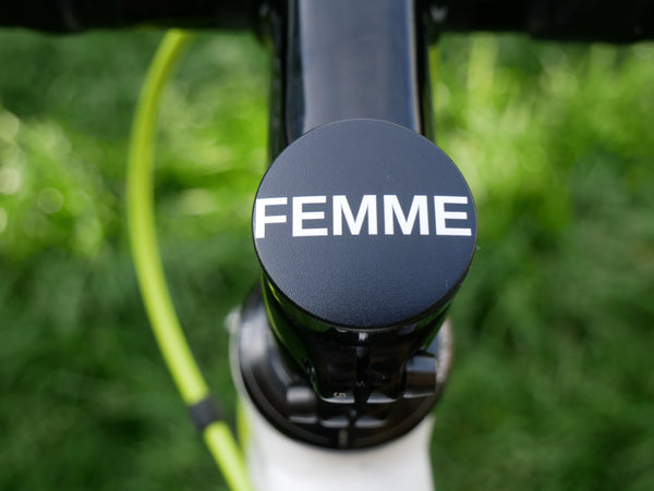 Femme Starr Walker- a 2 piece, custom designed bicycle stem caps to replace your current headset cover or stem cap.